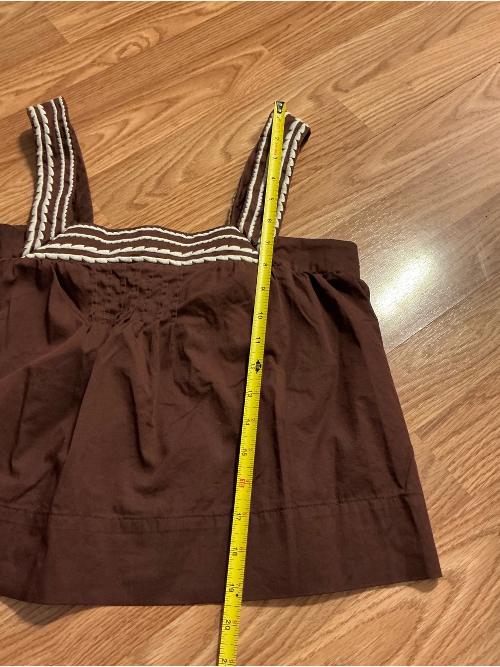 Caroline Constas Brown Cotton Embroidered Trim Tank & Short Set Size Small - Picture 6 of 11